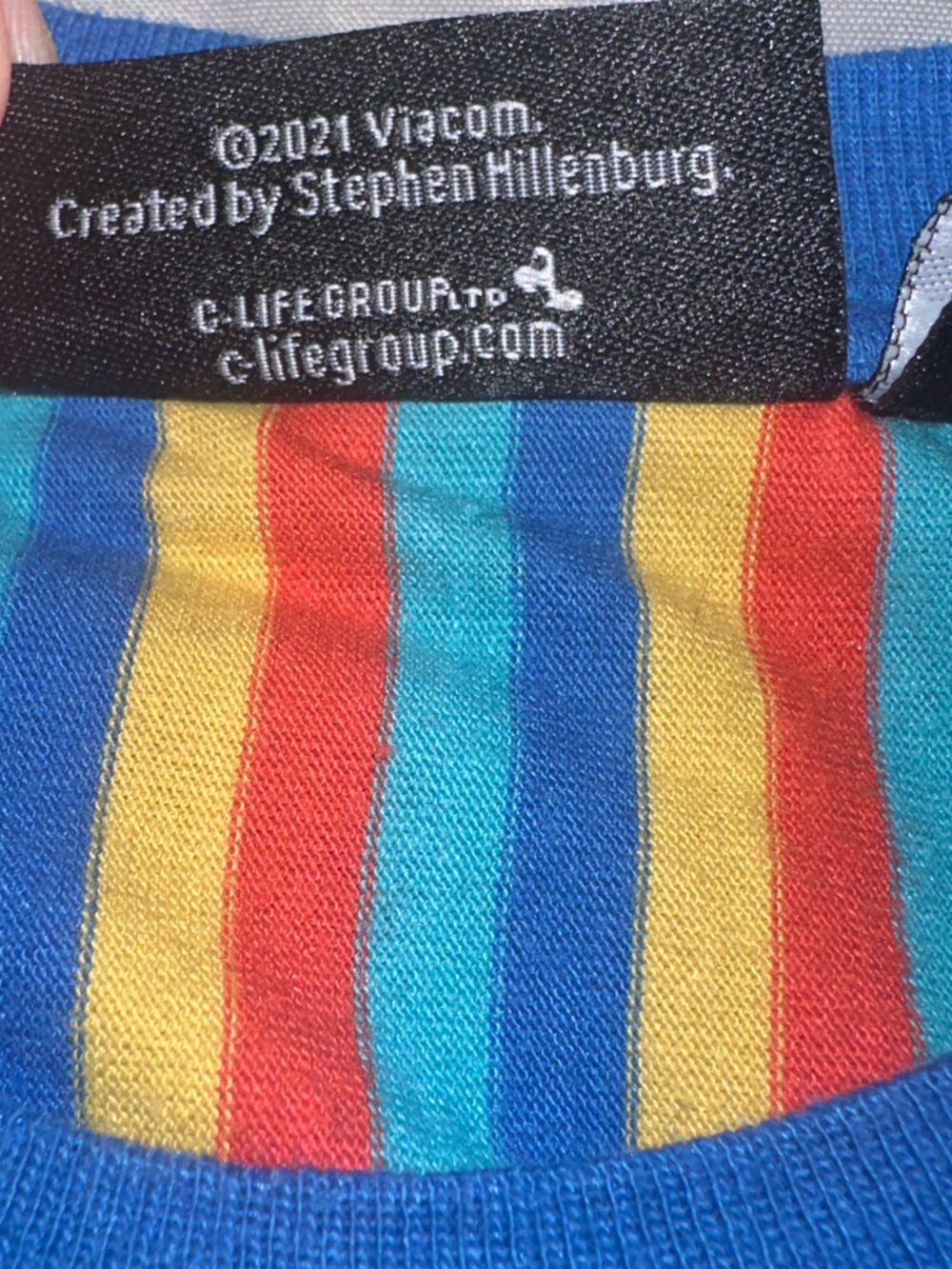 Nickelodeon SpongeBob SquarePants Striped T-Shirt M Colorful Cartoon Embroidered - Picture 5 of 8
